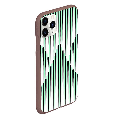 Чехол iPhone 11 Pro матовый Зеленый геометрический круглый узор / 3D-Коричневый – фото 2