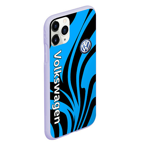 Чехол iPhone 11 Pro матовый Фольцваген - спокойный синий / 3D-Светло-сиреневый – фото 2