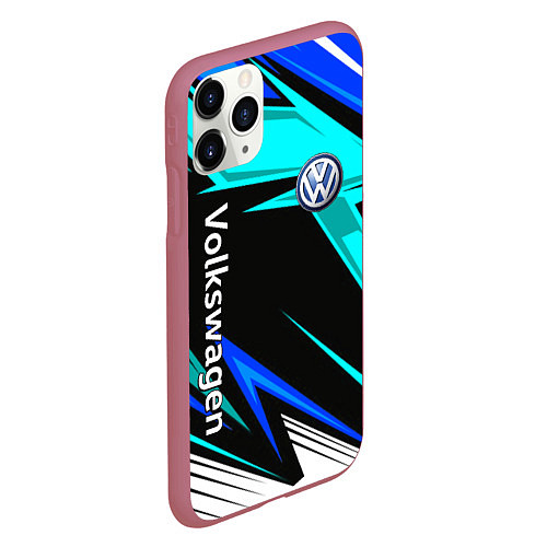 Чехол iPhone 11 Pro матовый Фольцваген - sport uniform / 3D-Малиновый – фото 2