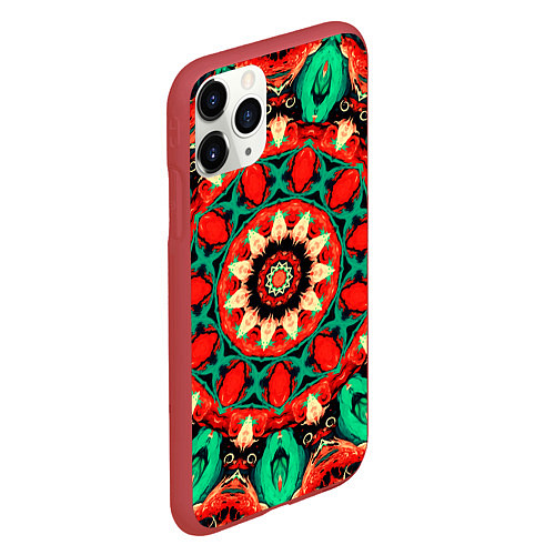Чехол iPhone 11 Pro матовый Мандала калейдоскоп / 3D-Красный – фото 2
