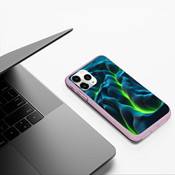 Чехол iPhone 11 Pro матовый Зеленая кислотная текстура с плитами, цвет: 3D-розовый — фото 2