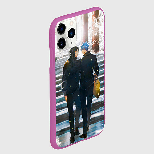 Чехол iPhone 11 Pro матовый Годжо и Гетто - Магическая битва / 3D-Фиолетовый – фото 2