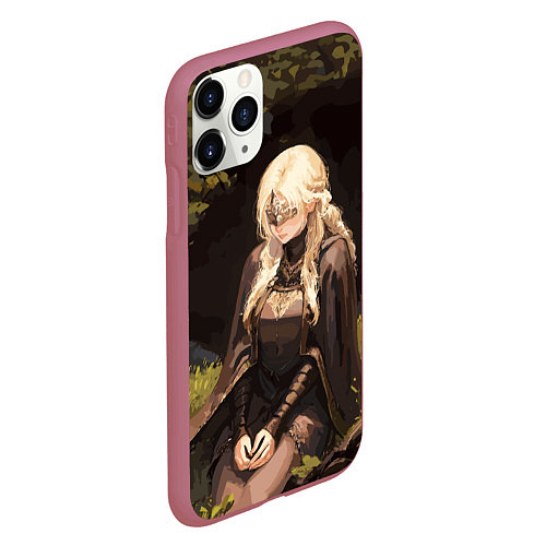 Чехол iPhone 11 Pro матовый Fire keeper - Dark souls 3 / 3D-Малиновый – фото 2