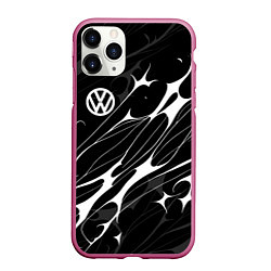 Чехол iPhone 11 Pro матовый Volkswagen - острые линии, цвет: 3D-малиновый