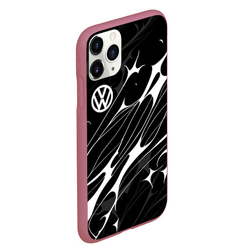 Чехол iPhone 11 Pro матовый Volkswagen - острые линии / 3D-Малиновый – фото 2