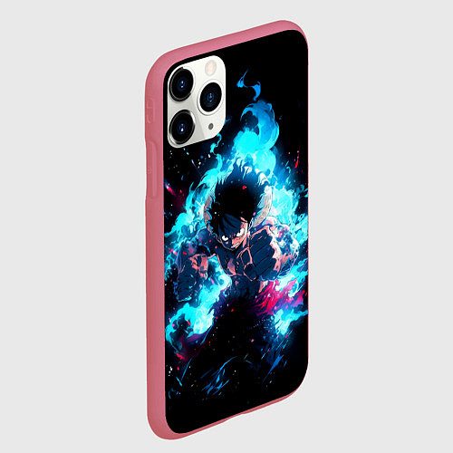 Чехол iPhone 11 Pro матовый Луффи в ярости / 3D-Малиновый – фото 2
