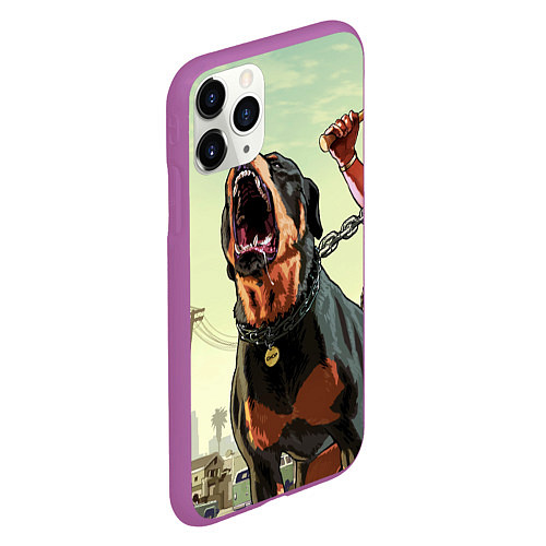 Чехол iPhone 11 Pro матовый Собака из GTA / 3D-Фиолетовый – фото 2