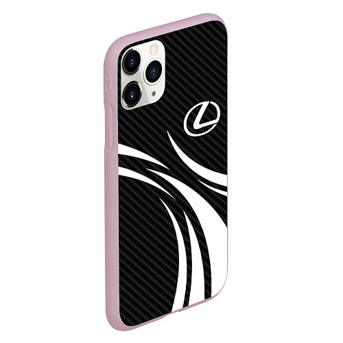 Чехол iPhone 11 Pro матовый Lexus - carbon line / 3D-Розовый – фото 2