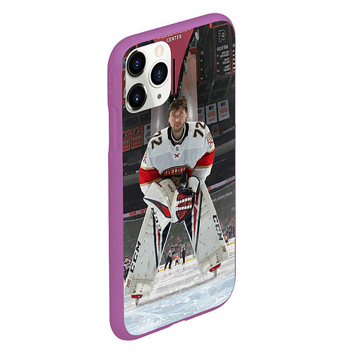 Чехол iPhone 11 Pro матовый Sergey Bobrovsky - Florida panthers - hockey / 3D-Фиолетовый – фото 2