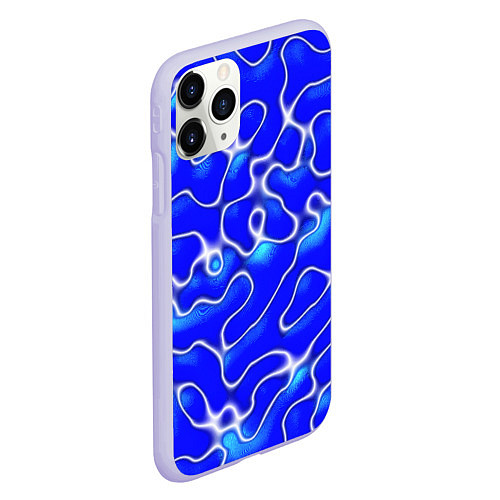 Чехол iPhone 11 Pro матовый Синий волнистый рисунок / 3D-Светло-сиреневый – фото 2