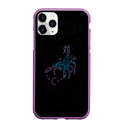 Чехол iPhone 11 Pro матовый Знак зодиака скорпион - космос, цвет: 3D-фиолетовый