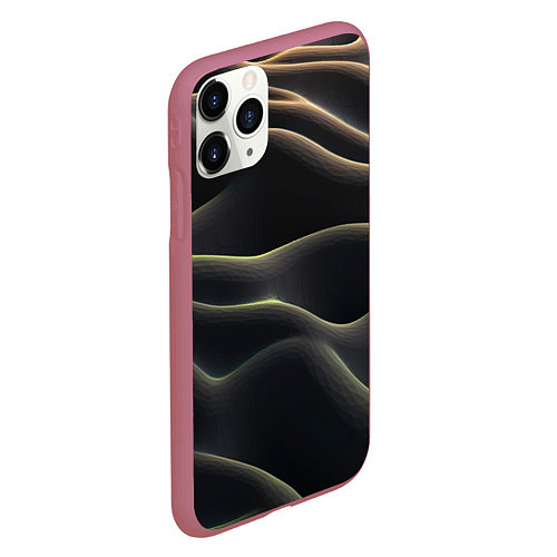 Чехол iPhone 11 Pro матовый Объемная темная текстура / 3D-Малиновый – фото 2