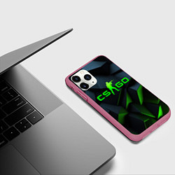 Чехол iPhone 11 Pro матовый CSGO green texture logo, цвет: 3D-малиновый — фото 2