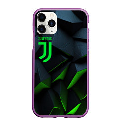 Чехол iPhone 11 Pro матовый Juventus black green logo, цвет: 3D-фиолетовый