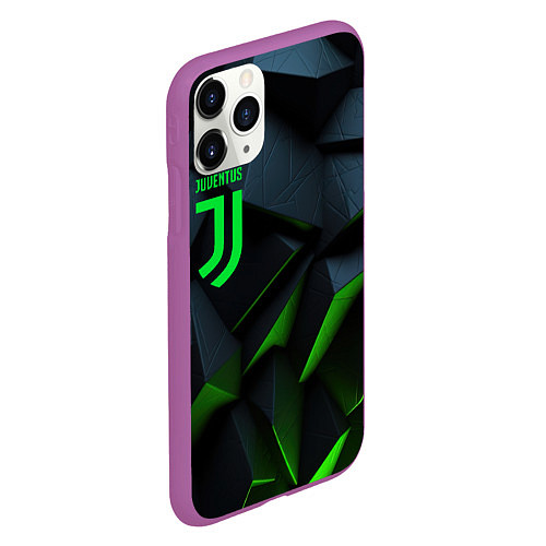 Чехол iPhone 11 Pro матовый Juventus black green logo / 3D-Фиолетовый – фото 2