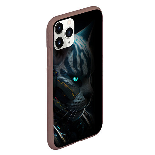 Чехол iPhone 11 Pro матовый Cat cyberpunk / 3D-Коричневый – фото 2