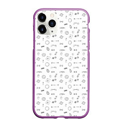 Чехол iPhone 11 Pro матовый Спортивные аксессуары паттерн, цвет: 3D-фиолетовый