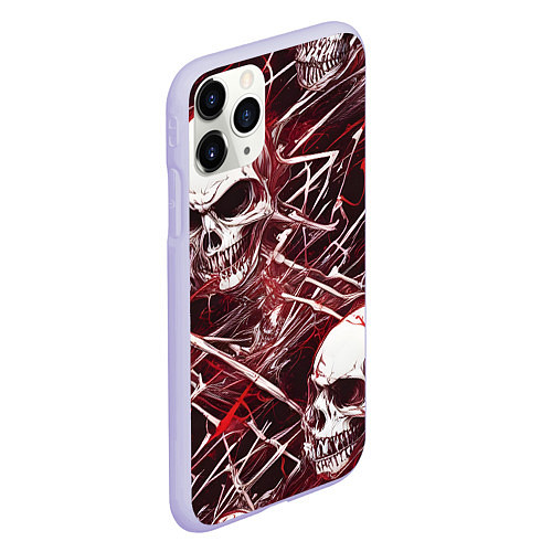 Чехол iPhone 11 Pro матовый Красные скелетоны / 3D-Светло-сиреневый – фото 2