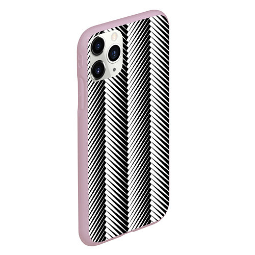 Чехол iPhone 11 Pro матовый Геометрический узор в елочку / 3D-Розовый – фото 2