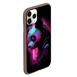 Чехол iPhone 11 Pro матовый Панда киберпанк в фиолетовом свете, цвет: 3D-коричневый — фото 2