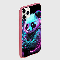 Чехол iPhone 11 Pro матовый Панда в неоновом свете, цвет: 3D-малиновый — фото 2