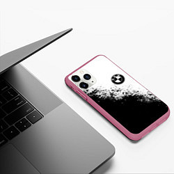 Чехол iPhone 11 Pro матовый BMW - black and white, цвет: 3D-малиновый — фото 2