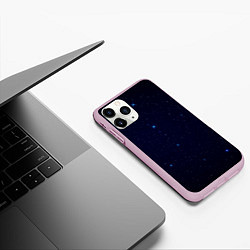 Чехол iPhone 11 Pro матовый Тёмный космос и синие звёзды, цвет: 3D-розовый — фото 2
