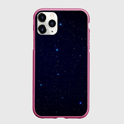 Чехол iPhone 11 Pro матовый Тёмный космос и синие звёзды, цвет: 3D-малиновый