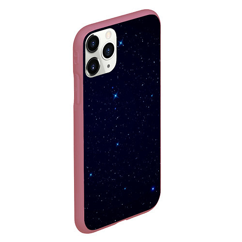 Чехол iPhone 11 Pro матовый Тёмный космос и синие звёзды / 3D-Малиновый – фото 2