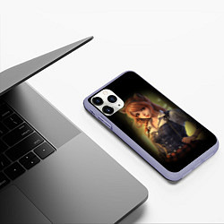 Чехол iPhone 11 Pro матовый Девушка лисица, цвет: 3D-светло-сиреневый — фото 2