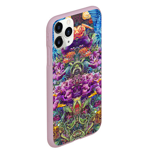 Чехол iPhone 11 Pro матовый Зеркальный цветочный паттерн с птицами - мода - не / 3D-Розовый – фото 2
