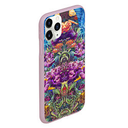 Чехол iPhone 11 Pro матовый Зеркальный цветочный паттерн с птицами - мода - не, цвет: 3D-розовый — фото 2