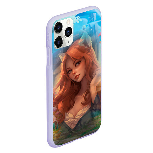 Чехол iPhone 11 Pro матовый Рыжая девушка лисица / 3D-Светло-сиреневый – фото 2