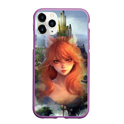 Чехол iPhone 11 Pro матовый Аниме девушка лиса, цвет: 3D-фиолетовый