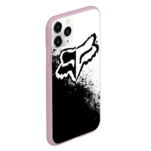 Чехол iPhone 11 Pro матовый Fox motocross - черно-белые пятна / 3D-Розовый – фото 2