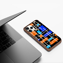 Чехол iPhone 11 Pro матовый Разноцветная прямоугольная абстракция, цвет: 3D-коричневый — фото 2