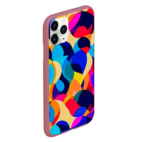 Чехол iPhone 11 Pro матовый Яркая абстракция паттерн / 3D-Малиновый – фото 2