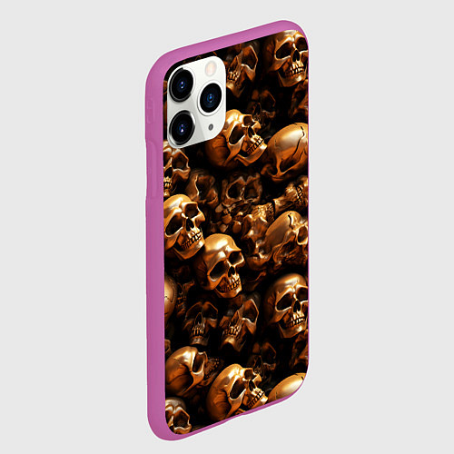 Чехол iPhone 11 Pro матовый Медные черепа / 3D-Фиолетовый – фото 2
