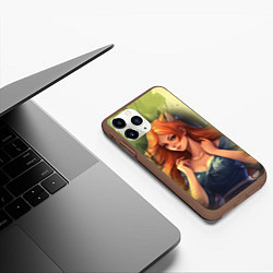 Чехол iPhone 11 Pro матовый Девушка лисица в лесу, цвет: 3D-коричневый — фото 2