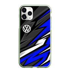 Чехол iPhone 11 Pro матовый Volkswagen - Синяя абстракция, цвет: 3D-салатовый