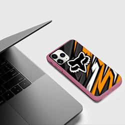 Чехол iPhone 11 Pro матовый Fox motocross racing - orange, цвет: 3D-малиновый — фото 2