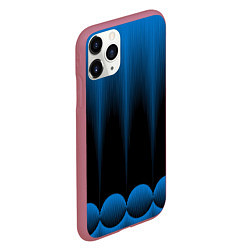 Чехол iPhone 11 Pro матовый Сине-черный градиент в полоску, цвет: 3D-малиновый — фото 2