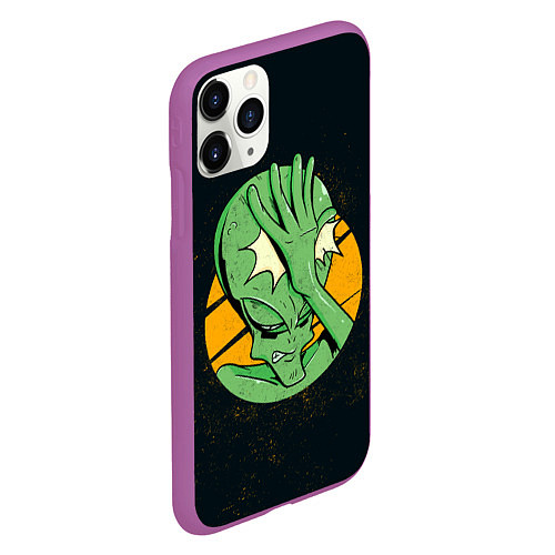 Чехол iPhone 11 Pro матовый Alien facepalm / 3D-Фиолетовый – фото 2