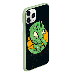 Чехол iPhone 11 Pro матовый Alien facepalm, цвет: 3D-салатовый — фото 2