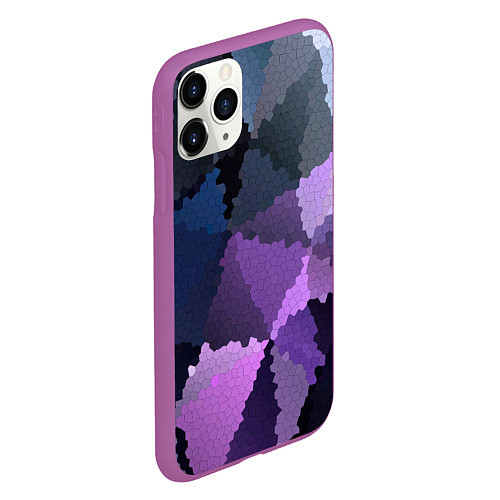 Чехол iPhone 11 Pro матовый Сине розовый мозаичный узор / 3D-Фиолетовый – фото 2