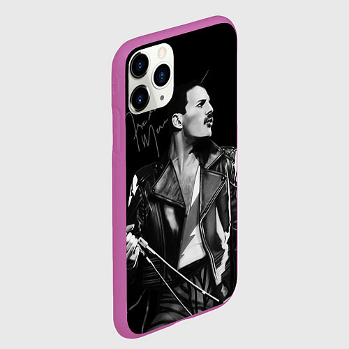 Чехол iPhone 11 Pro матовый Фредди - Квин / 3D-Фиолетовый – фото 2