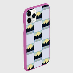 Чехол iPhone 11 Pro матовый Пейзаж горы и солнце, цвет: 3D-фиолетовый — фото 2
