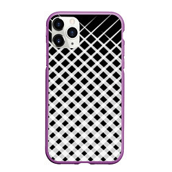 Чехол iPhone 11 Pro матовый Черно-белые ромбы и клетки, цвет: 3D-фиолетовый
