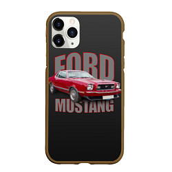 Чехол iPhone 11 Pro матовый Автомашина Ford Mustang, цвет: 3D-коричневый