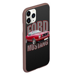 Чехол iPhone 11 Pro матовый Автомашина Ford Mustang, цвет: 3D-коричневый — фото 2